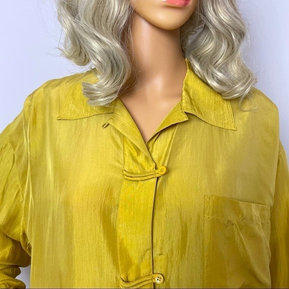 Vintage 100% Silk Bohemian Tunic Blouse – Golden Yellow – Size Medium - Picture 2 of 11